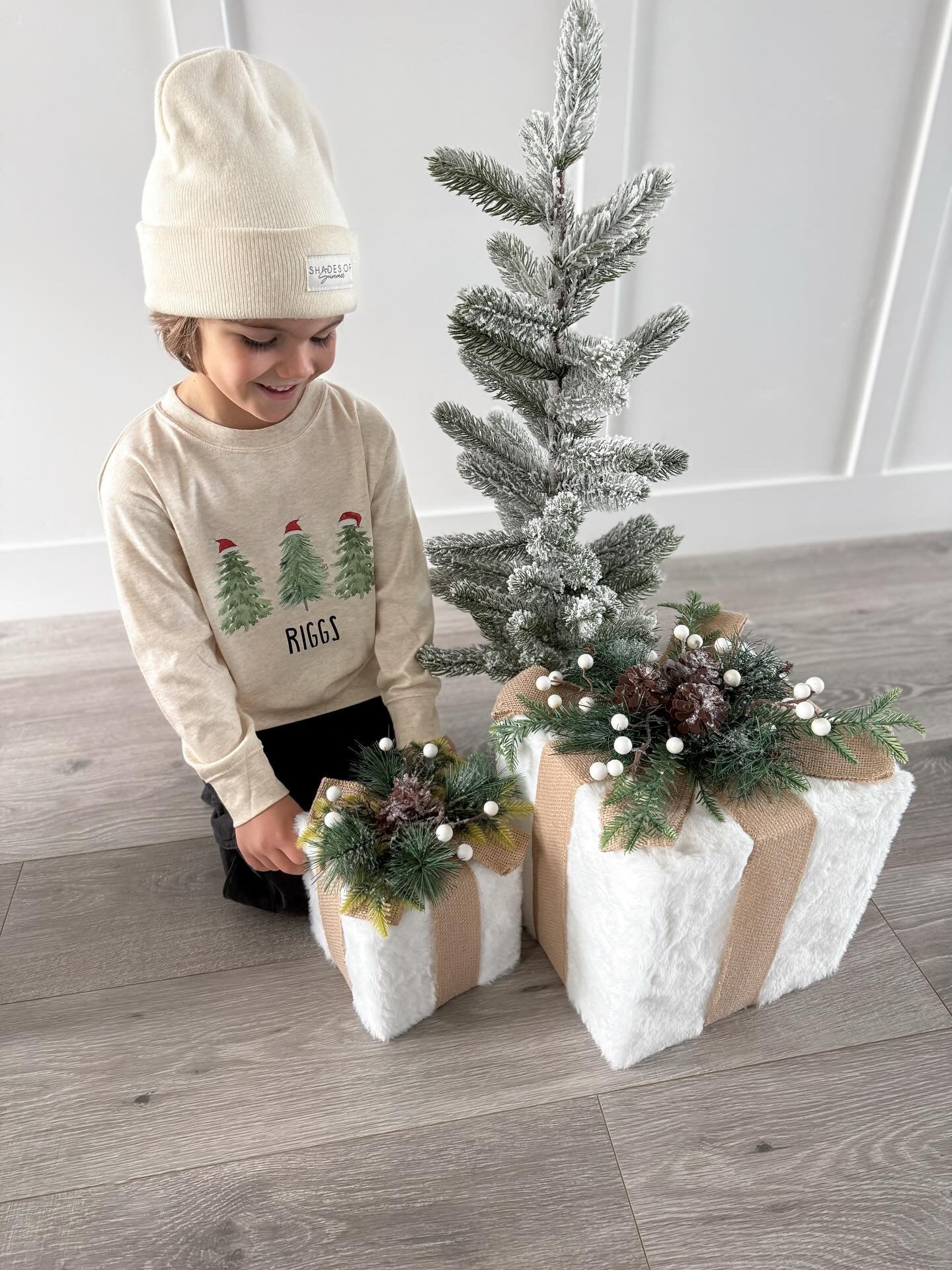 Personalized Santa hat trees graphic