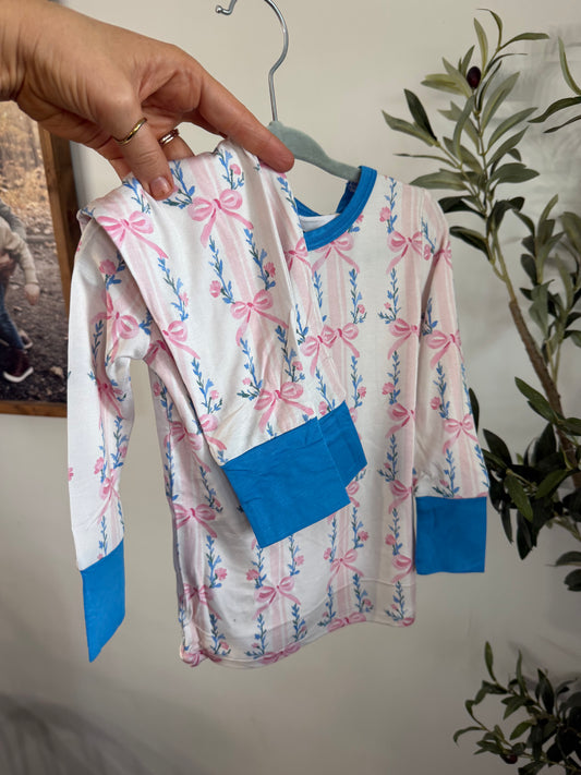 Vintage bows bamboo two piece pajama