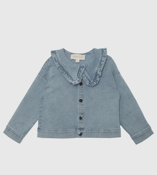 Denim days ruffled collar jacket