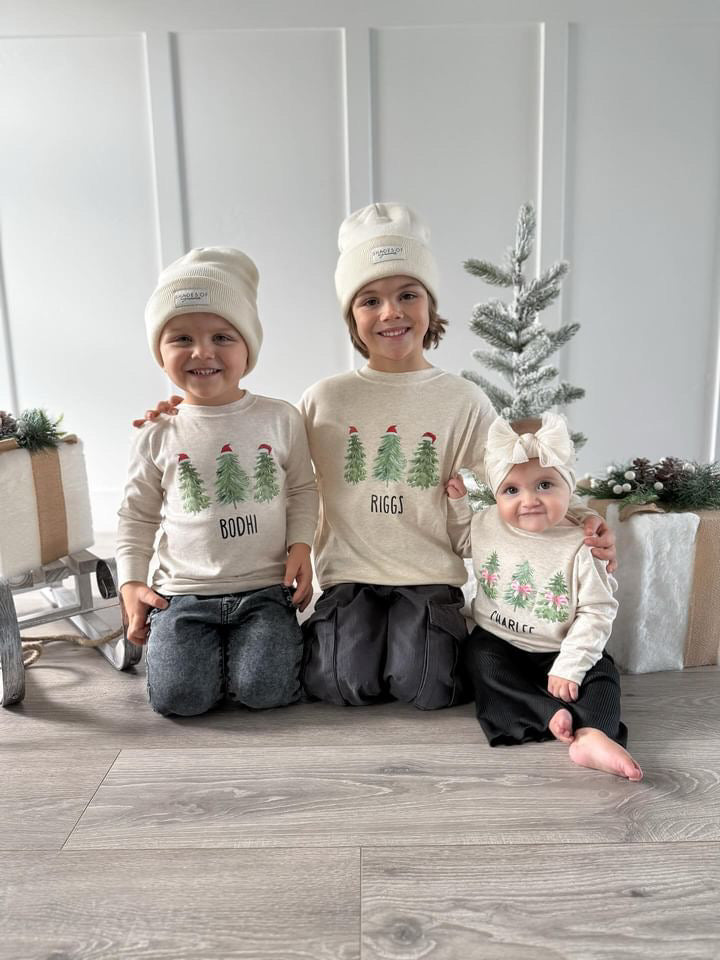 Personalized Santa hat trees graphic