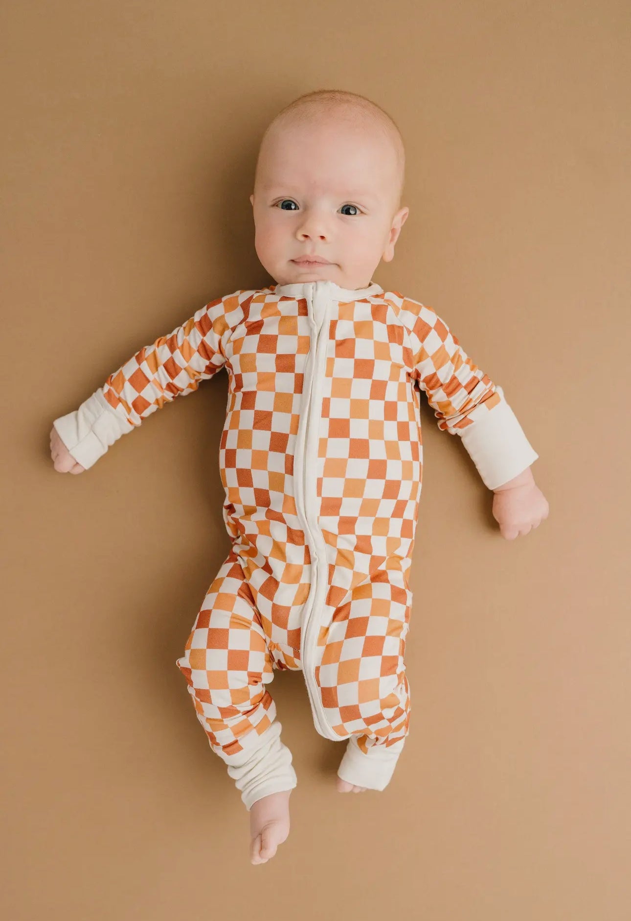 Sunset shades checker bamboo romper pajama