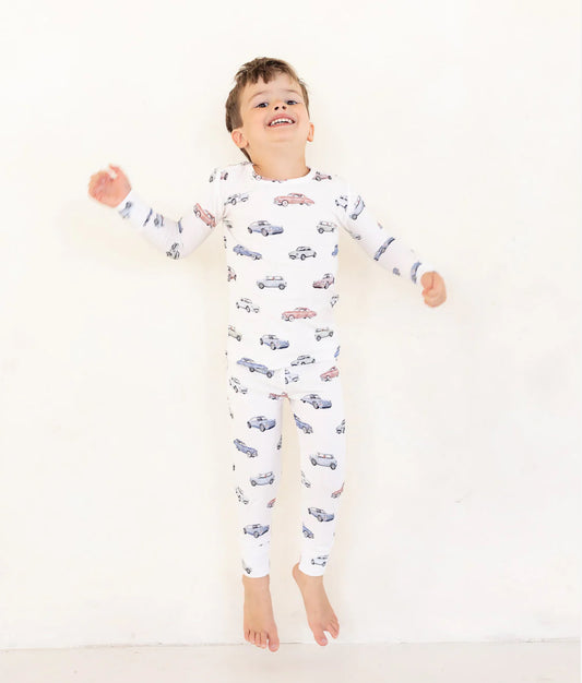 Car show ribbed bamboo two piece pajama