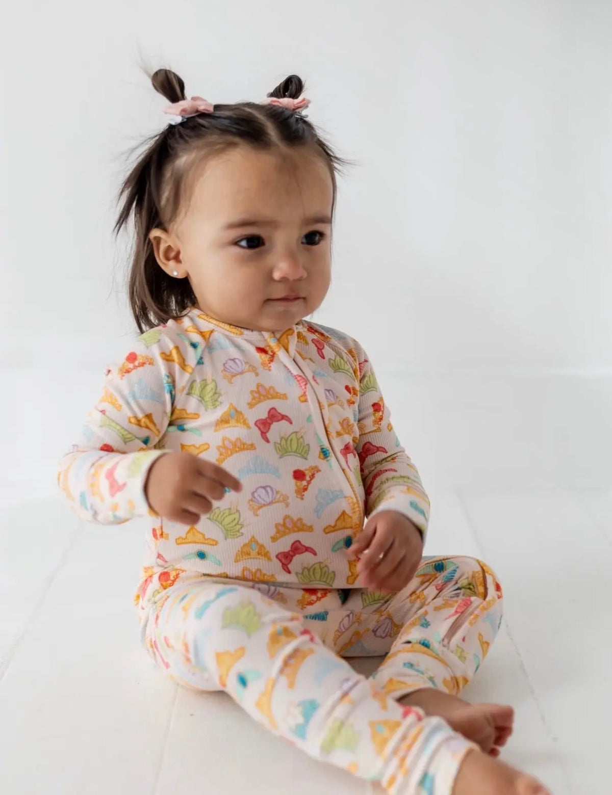 Princess crowns ribbed bamboo romper
