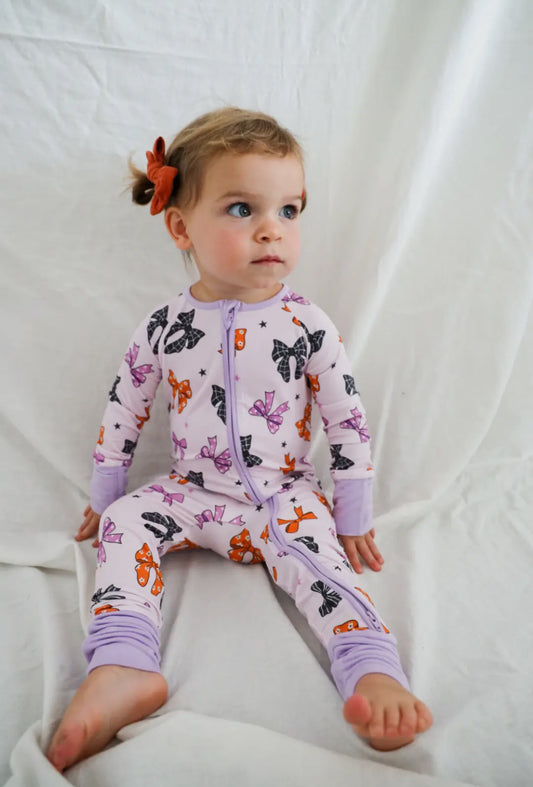 Halloween bows bamboo romper pajama