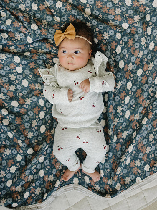 Cherry ruffle terry set