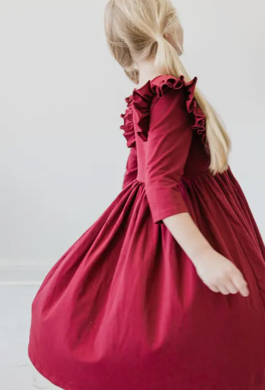 Deep red twirl dress