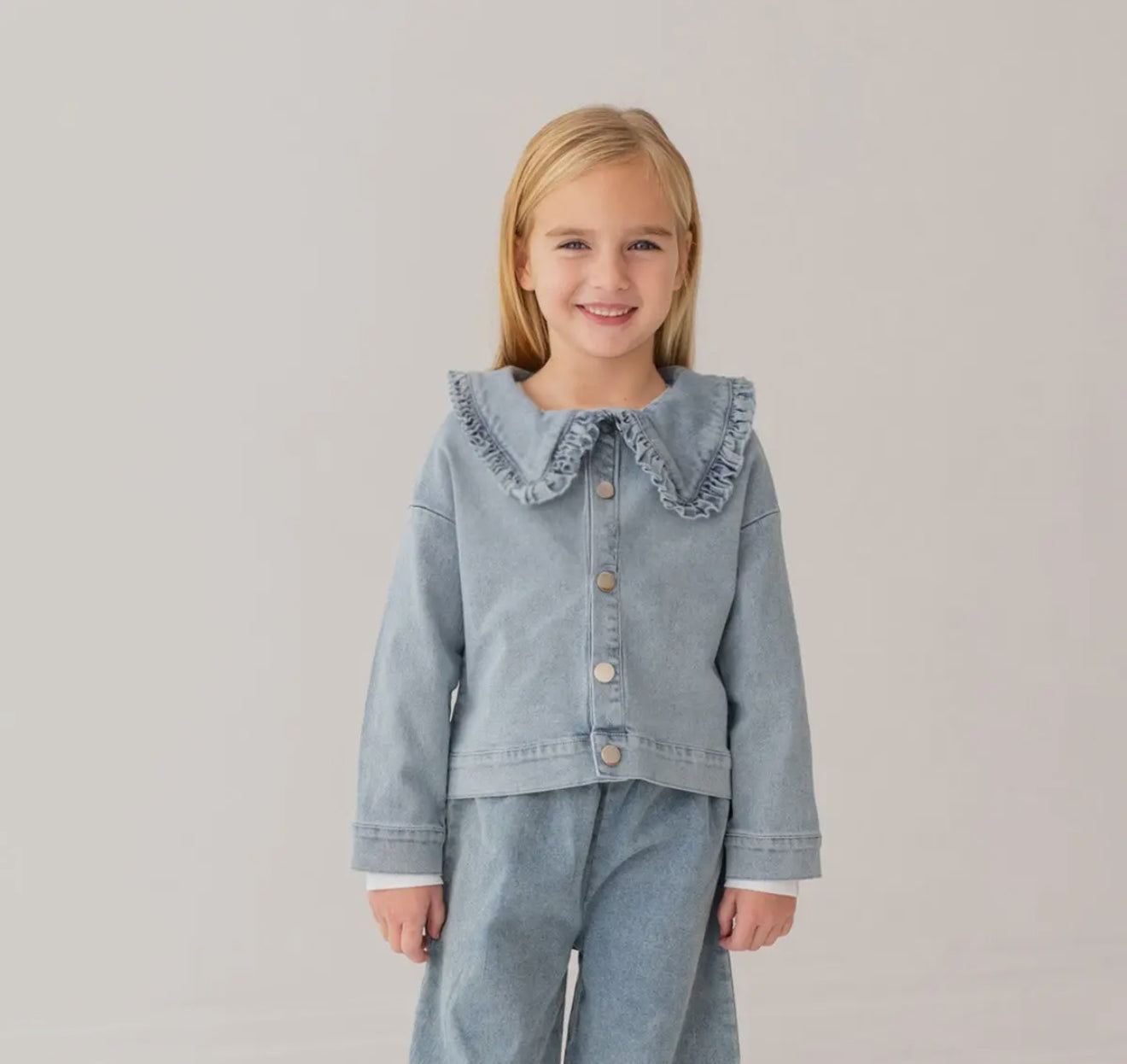 Denim days ruffled collar jacket