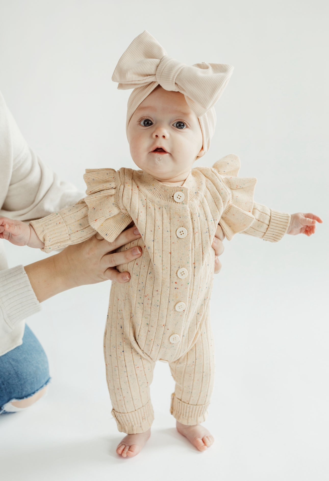 Speckles & flutters sweater romper