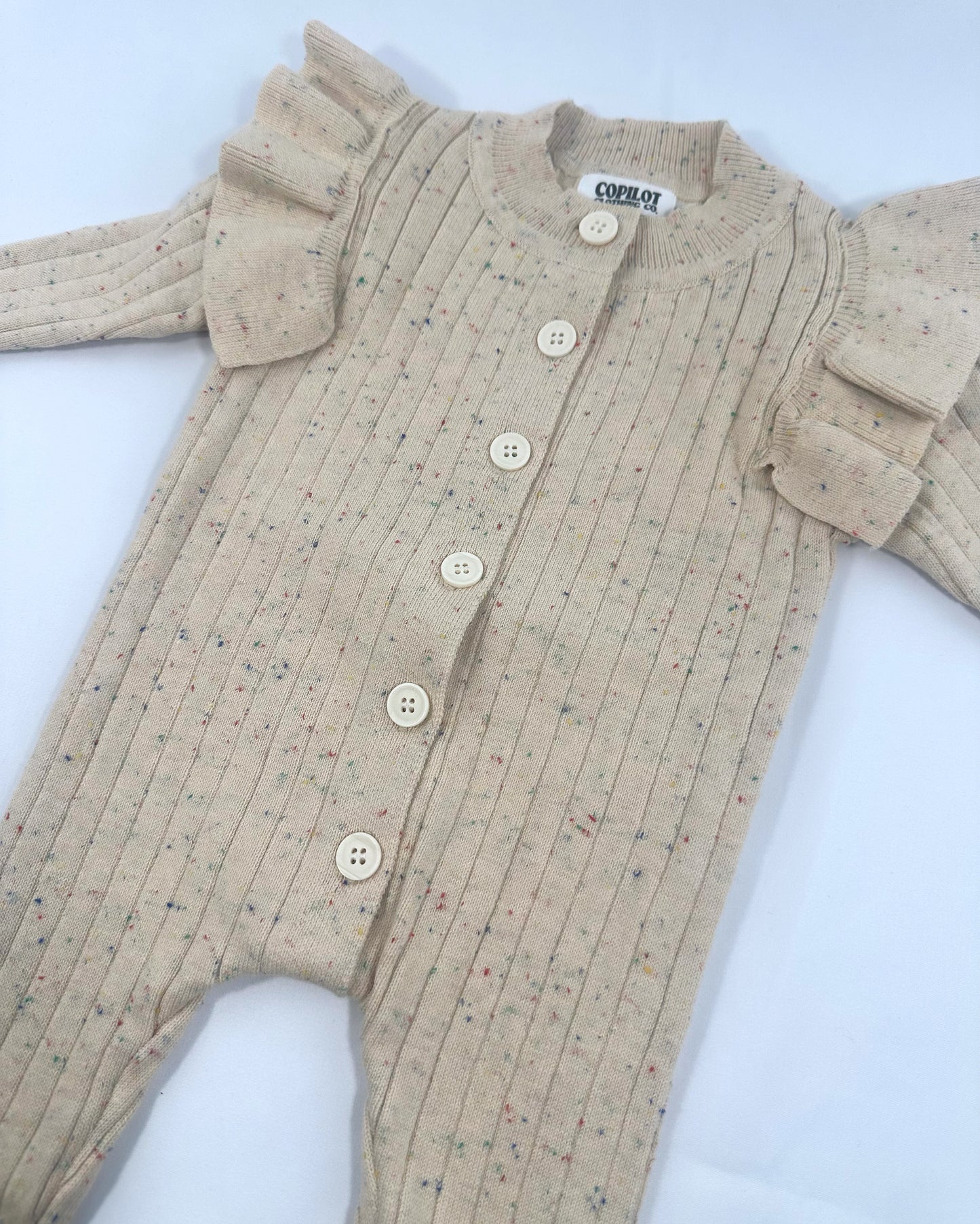 Speckles & flutters sweater romper