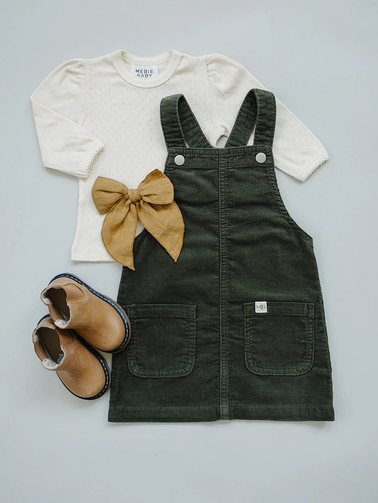 Green corduroy jumper dress