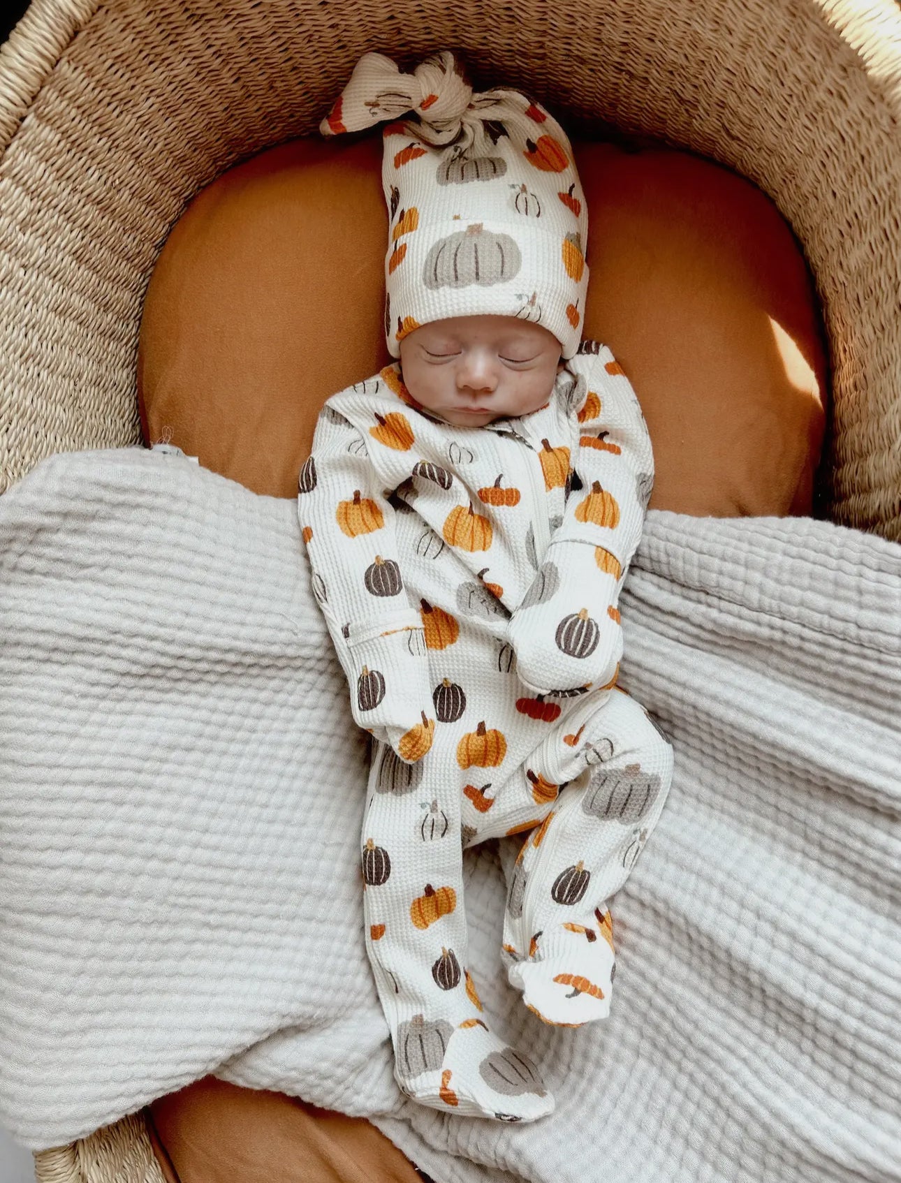 Pumpkin harvest waffle footie pajama