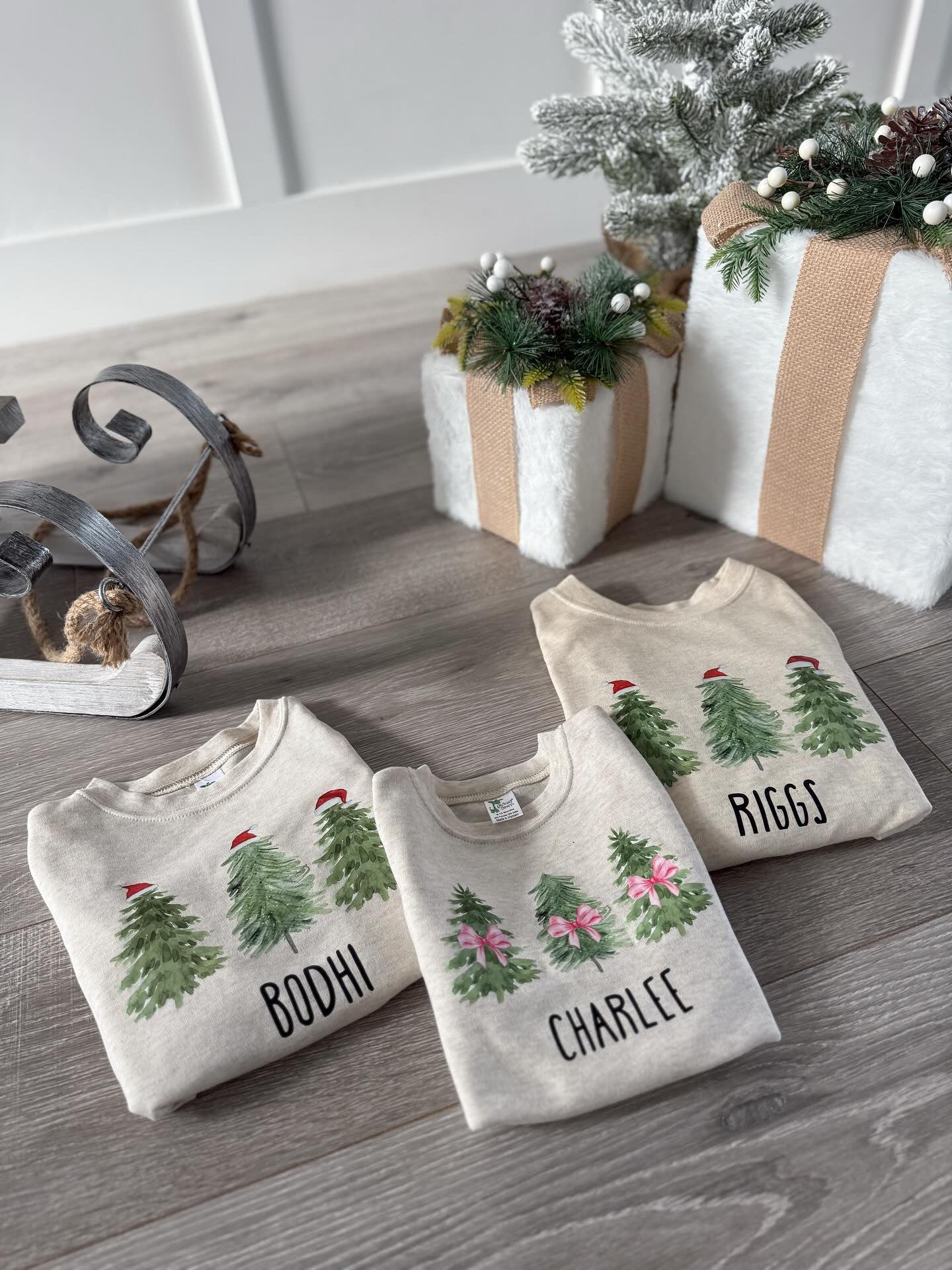 Personalized Santa hat trees graphic