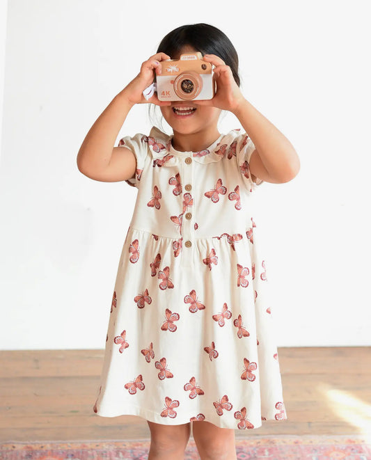 Butterfly frill cotton dress