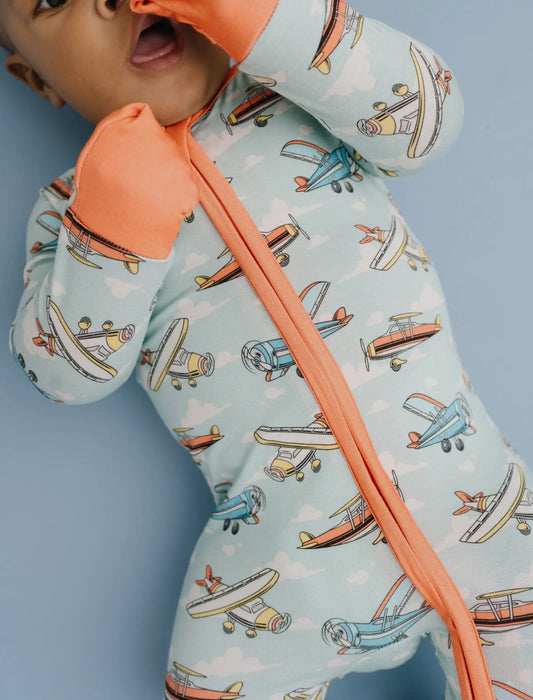 3-6m Jet set bamboo romper pajama