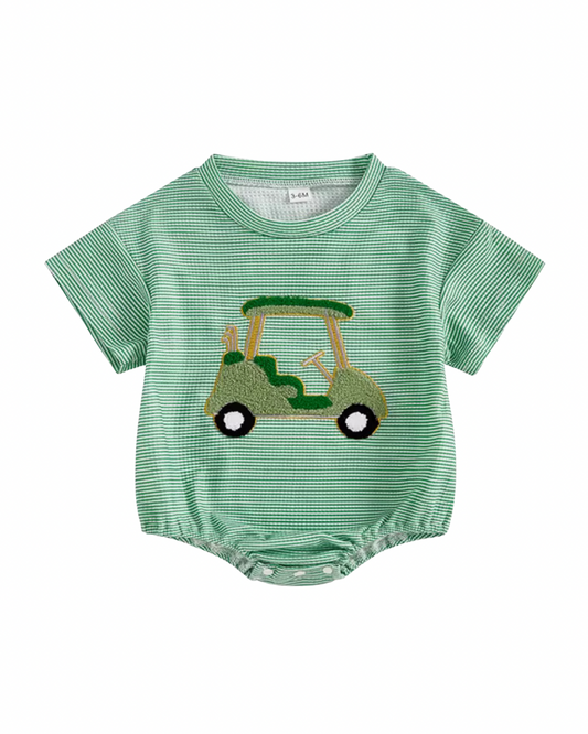 0-3m Cartin’ around patch knit romper