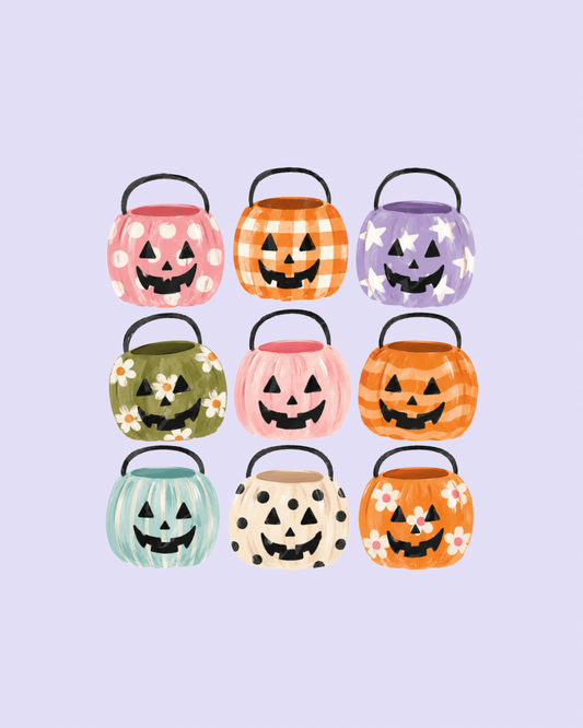 Pastel pumpkin buckets graphic