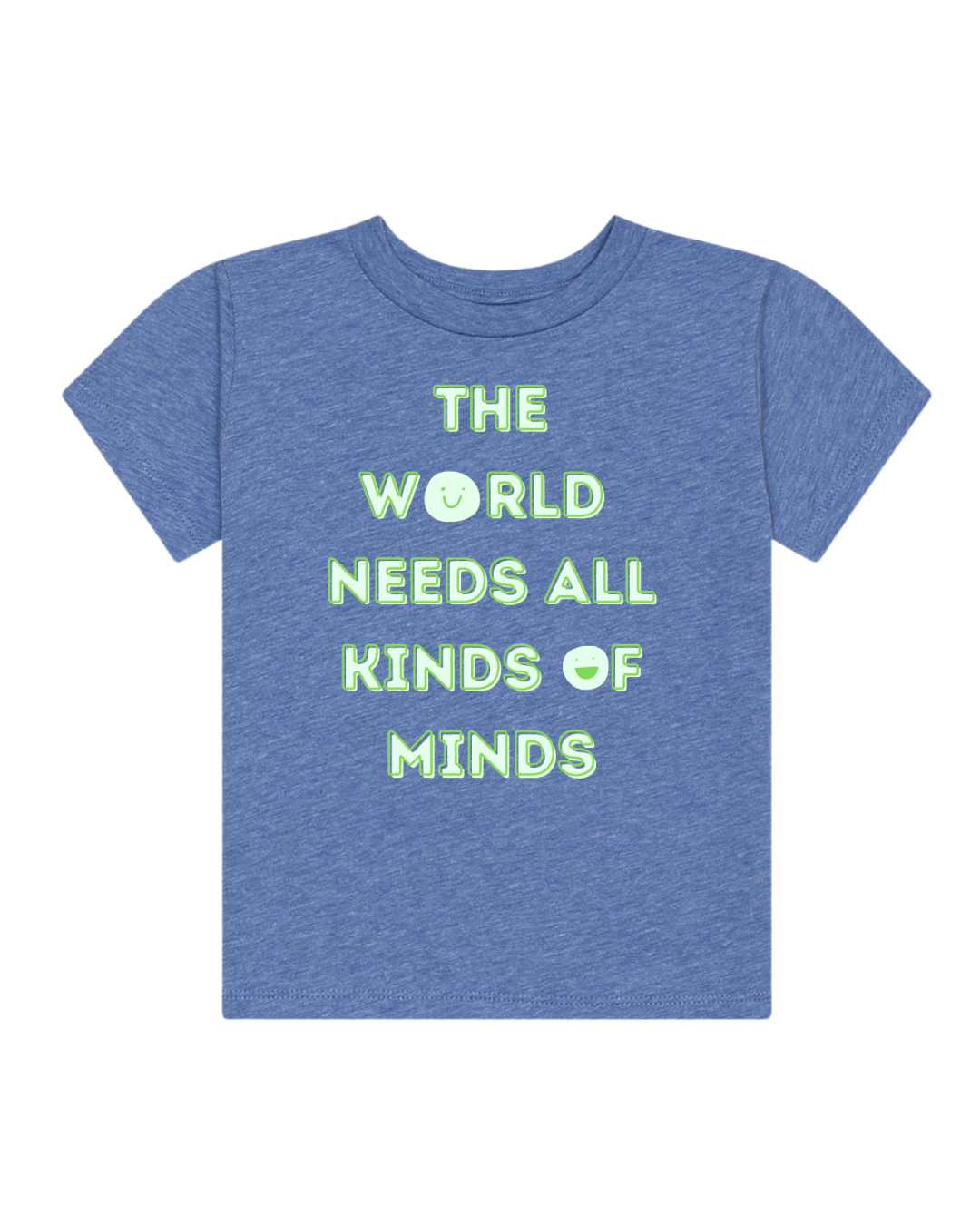 World needs all minds blue graphic tee