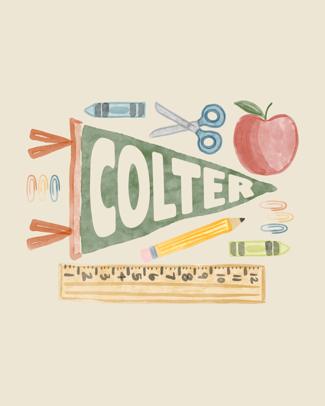 Green - School personalized pennant graphic
