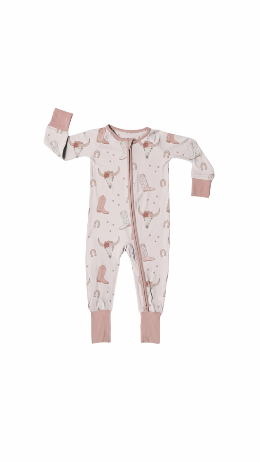 Hey cowgirl bamboo romper pajama