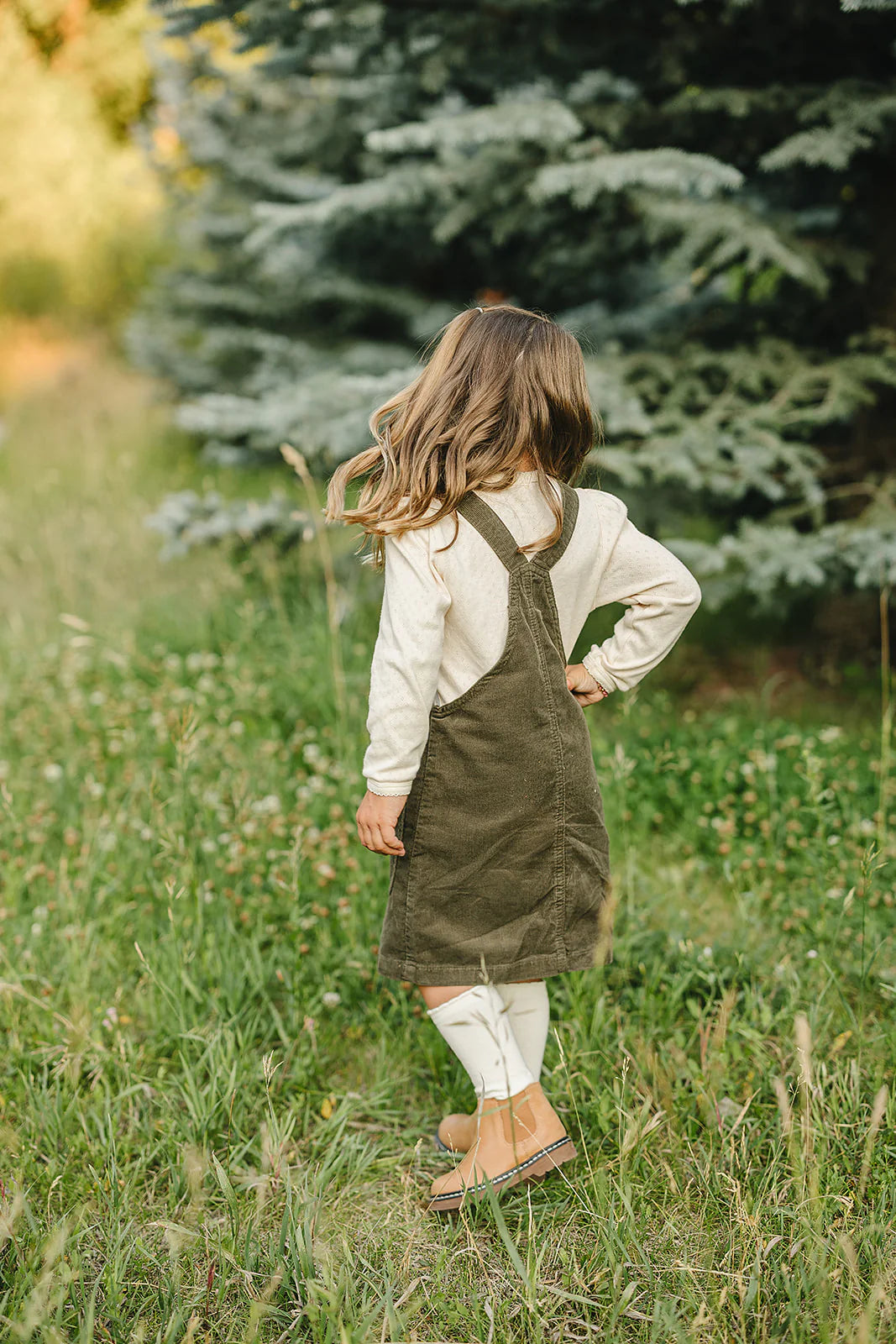Green corduroy jumper dress