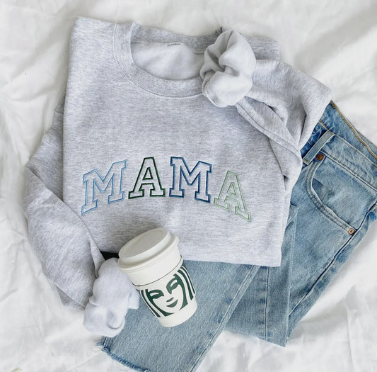 Cool tone embroidered MAMA crew