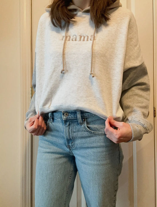 Mama embroidered colorblock hoodie