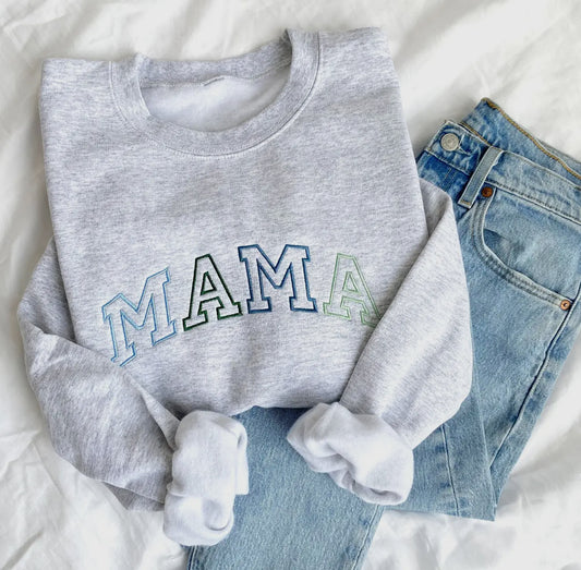 Cool tone embroidered MAMA crew