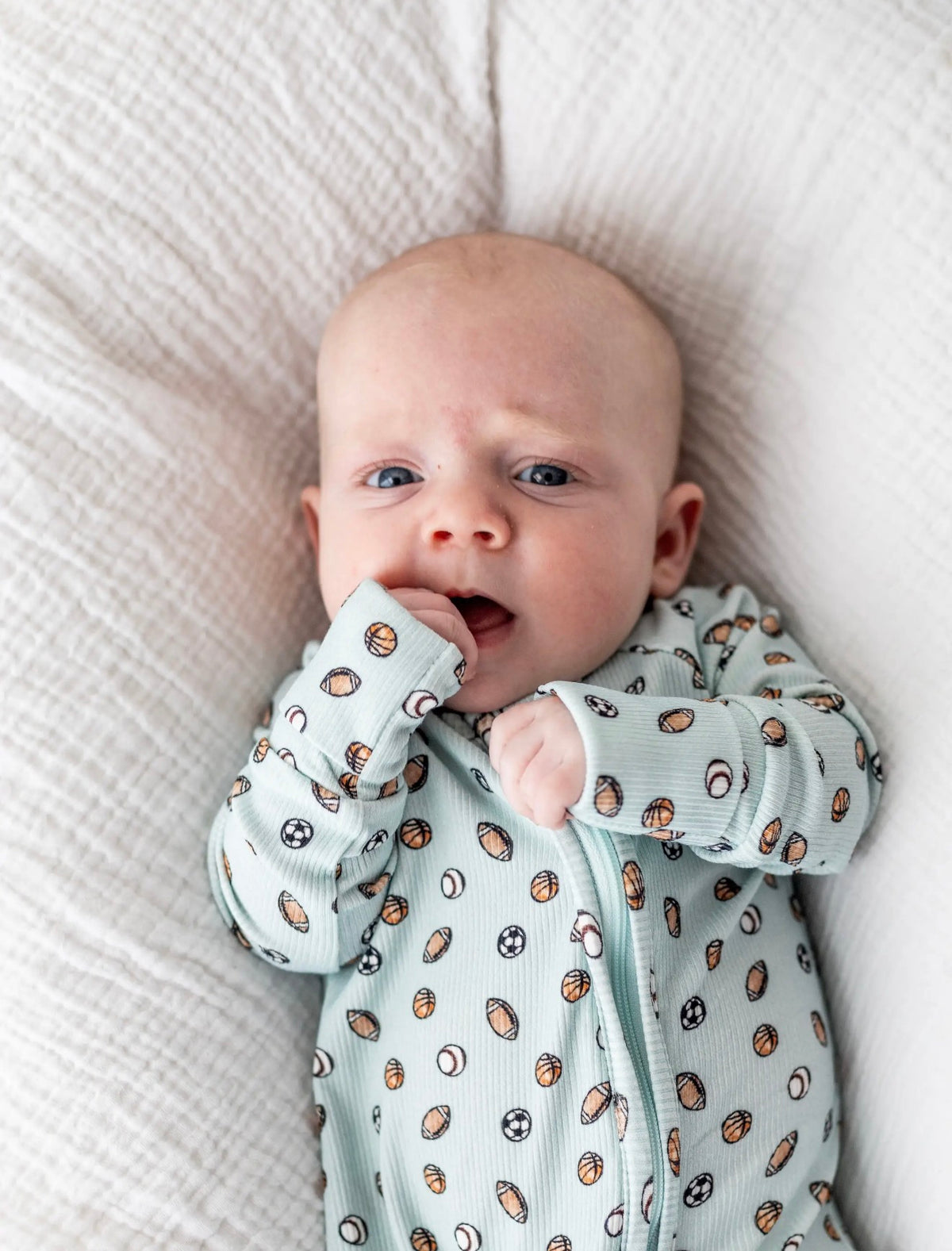 Little baller ribbed bamboo romper