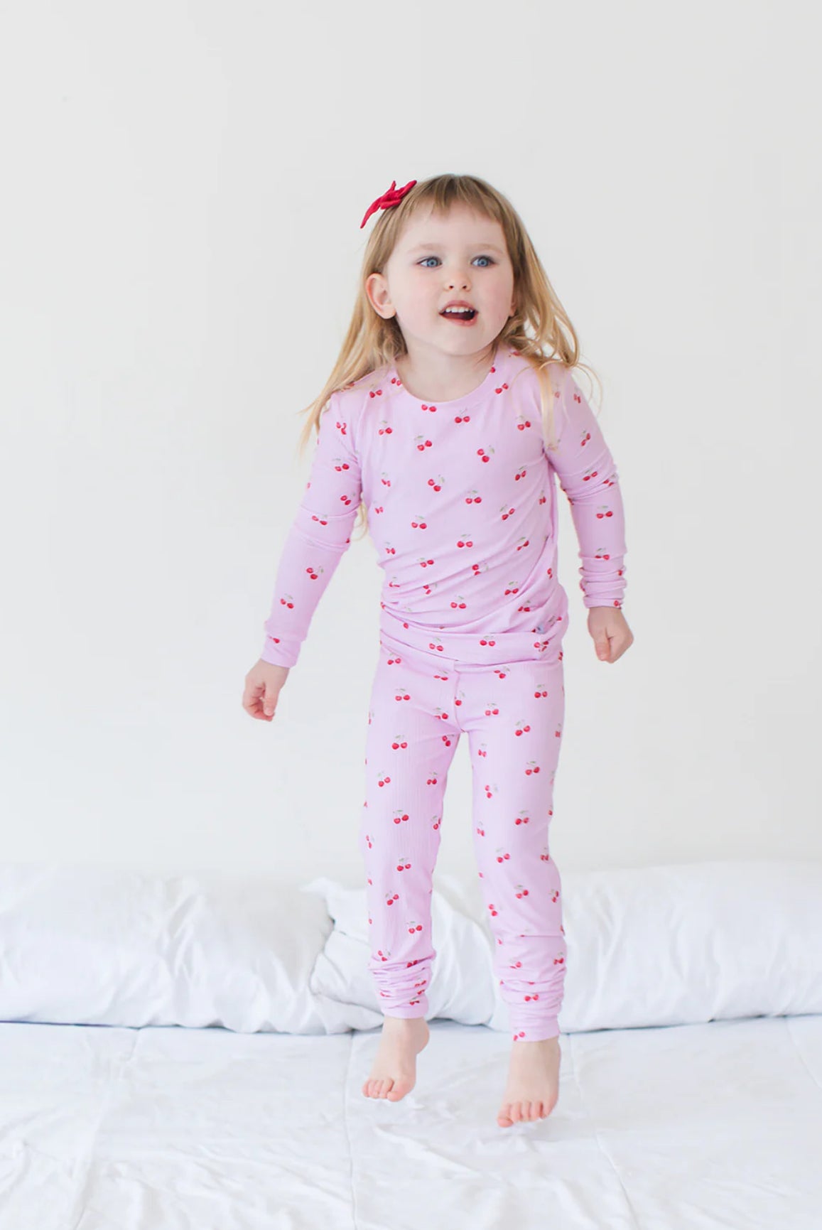 Wild cherry ribbed two piece bamboo pajama