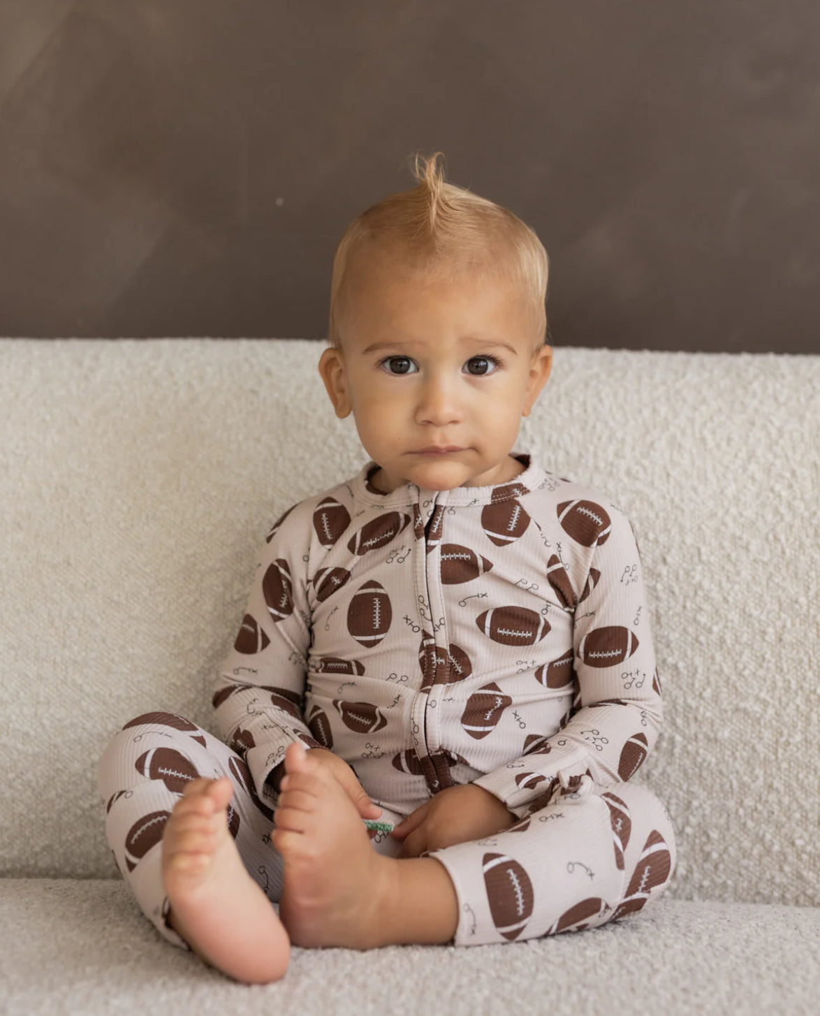 6-12m Touchdown bamboo romper pajama