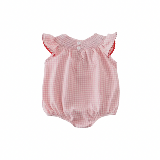 Strawberry smocked romper