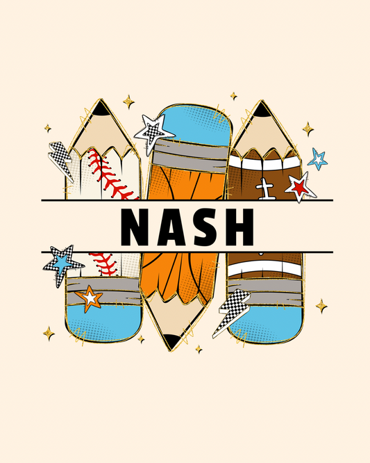 Personalized sporty pencils graphic