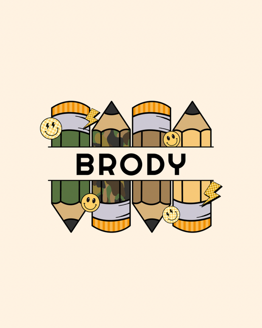 Personalized camo pencils graphic