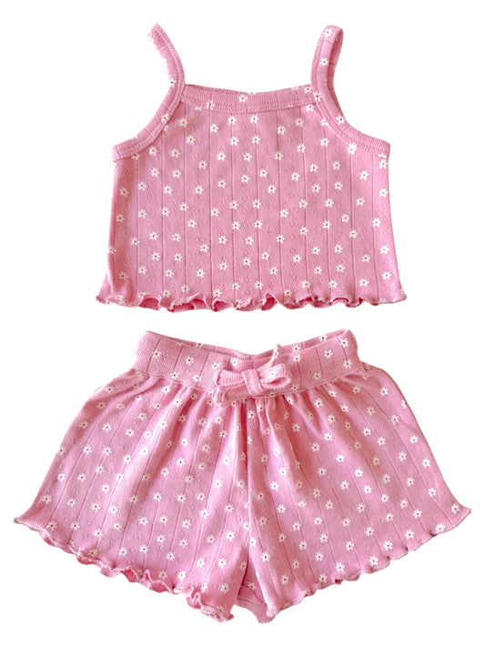 Pink garden pointelle cotton set