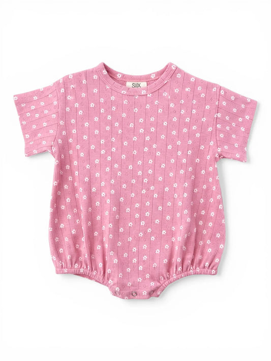 Pink garden pointelle cotton tshirt bubble
