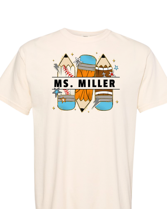 Adult personalized sporty pencils graphic