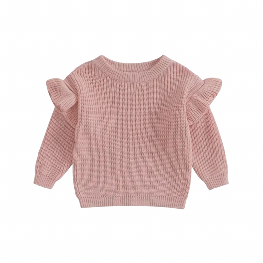 Flutter sleeve knit sweater - Pink