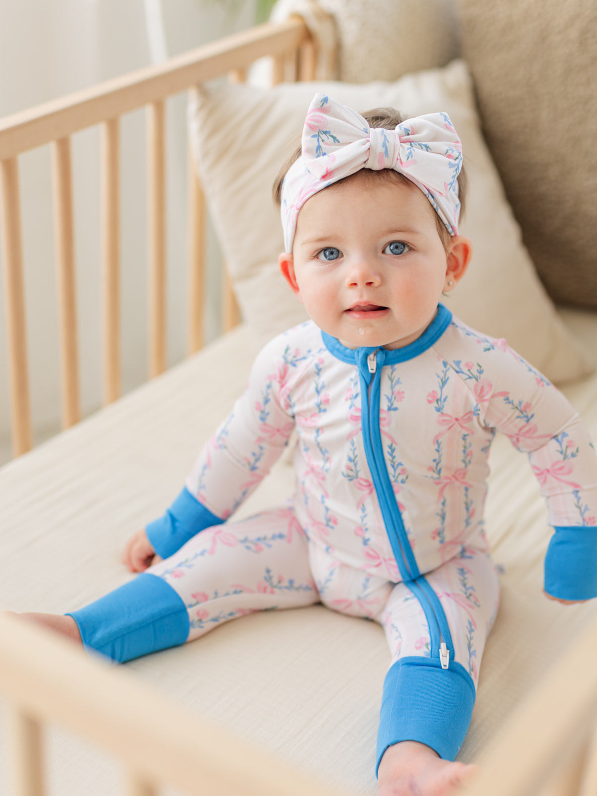 Vintage bows bamboo romper pajama