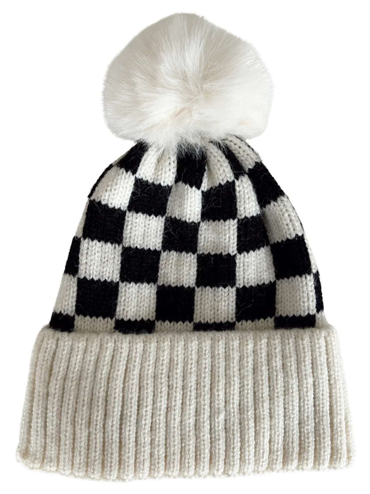 Checker pom beanie hat