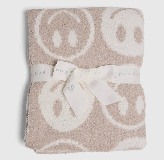 KIDS - Beige smiley throw blanket