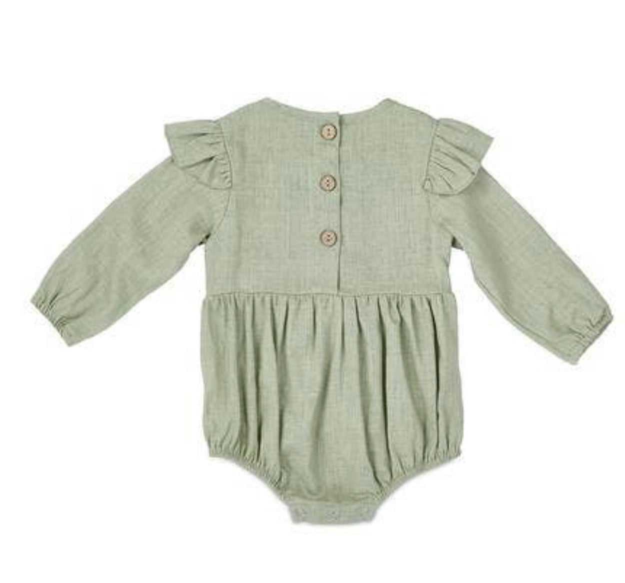 18-24m Sage flutter sleeve linen romper