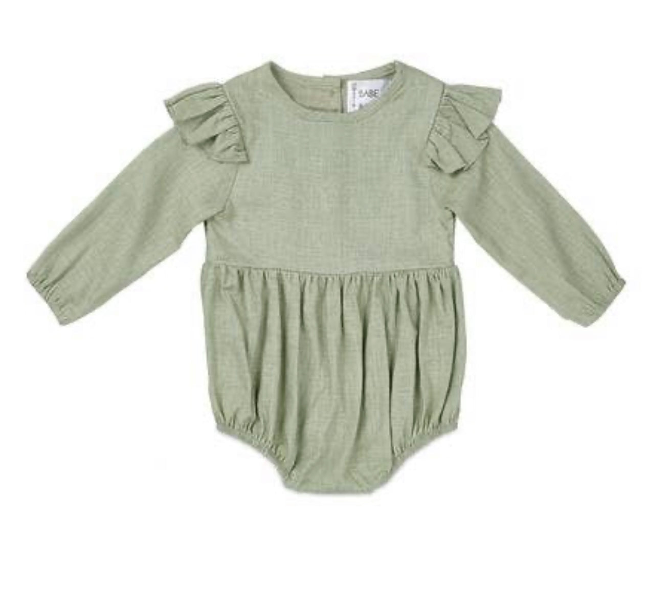 18-24m Sage flutter sleeve linen romper