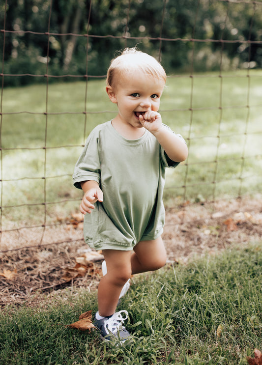 Green tshirt bubble romper