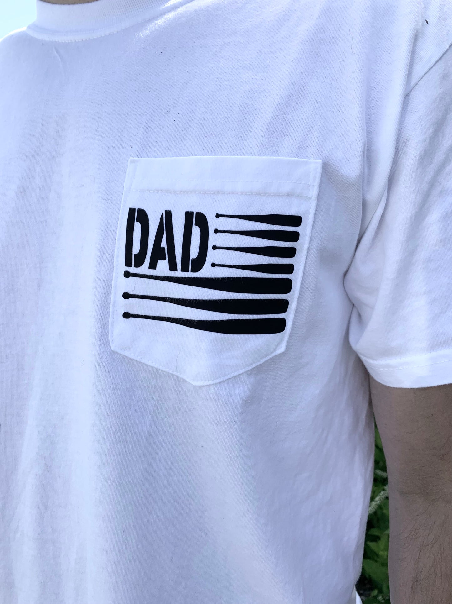Dad + papa baseball, golf pocket graphic tshirt