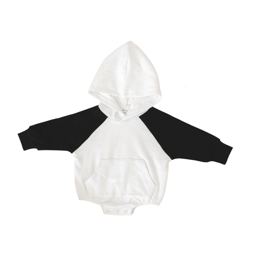 Black and white hooded bubble romper
