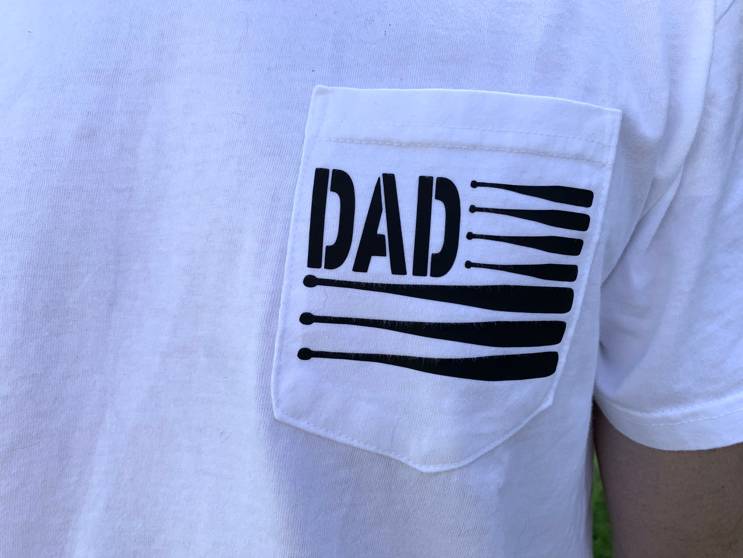 Dad + papa baseball, golf pocket graphic tshirt